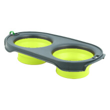 Pet's Dining Oasis: Universell faltbare Doppelnäpfe, robust, leicht, spülmaschinenfest, BPA-freies Silikon, leicht und tragbar für Katzen und Hunde