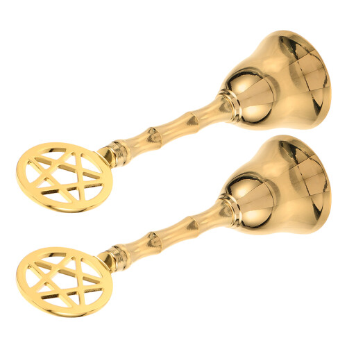 4Pcs Brass Hand Bell Bell with Pentagram Symbol 2