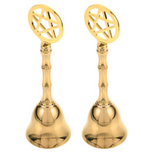 4Pcs Brass Hand Bell Bell with Pentagram Symbol