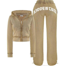 (XS,khaki)New Women's Printed Long-Sleeved Cardigan Jacket and Trousers Set 3D Floral Vintage Elegance Ensemble