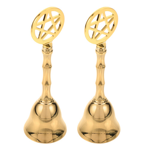 4Pcs Brass Hand Bell Bell with Pentagram Symbol 1