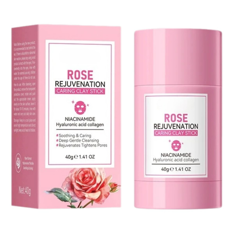 Facial Cleansing Stick with Revitalizing Rose Mud Mask for Pores, Precise TravelFriendly Use