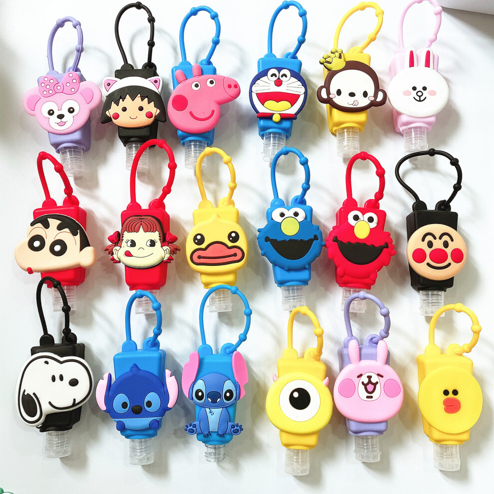 Kids Hand Sanitizer Travel Bottle Holder, Fun Design Silicone Carriers Colorful Jelly Wrap with Detachable Rope, Reusable Portable Empty Bottles for