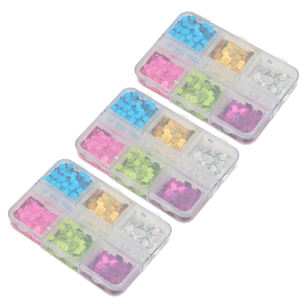DIY Nail Glitter 6 Grids Square Nail Sequins Laser Colorful Mix for Creativity
