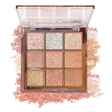 9 Color Shimmer Glitter Eyeshadow Palette, Brown Nude, Long Lasting Waterproof Pigment