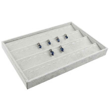 Bandeja de almacenamiento de joyas con forma de escalera para exhibir pulseras, anillos y collares de franela