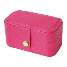 Mini joyero de cuero rojo rojizo, portátil, para guardar pendientes y anillos en viajes.