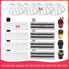 Kit com 16 peças de acessórios de limpeza em microfibra para limpador a vapor Karcher Easyfix SC2 SC3 SC4 SC5.