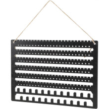 Organizador de joyas de madera para pared, soporte para pendientes negro