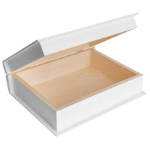 Buchbox Weiß Holzkiste mit Deckel 24 x 19 x 7,5 cm | Aufbewahrungsbox Holzbox Kiste Buch Box Schatulle | Ideal für Wertsachen, Spielzeuge, W
