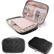 Estuche organizador de joyas de viaje, bolsa portátil para guardar collares, pendientes, anillos y pulseras.