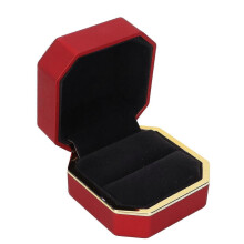 Caja de anillo con luz LED, expositor de joyas, caja de regalo, estuche de almacenamiento de joyas para compromiso, boda, color rojo