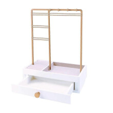 Estante de almacenamiento de joyas blanco con gran espacio de almacenamiento Soporte de escritorio para joyas
