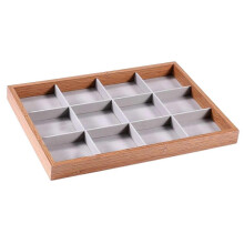 (12 rejillas) Bandeja de terciopelo para cajones de joyería Organizador de joyas de bambú Estuche de almacenamiento de joyas para