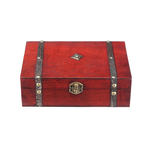 Caixa de armazenamento de joias vintage em madeira, caixa de armazenamento de mesa retrô, 9*6,3*3 polegadas