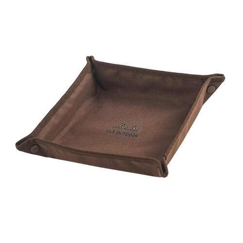 Bandeja organizadora para camping, ideal para joias, chaves e pequenos objetos, na cor marrom, 30x30 cm (11,8x11,8 polegadas).