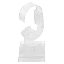 Suporte ajustável em acrílico para relógios com base fosca em formato de C, ideal para guardar pulseiras, braceletes e outras joias.
