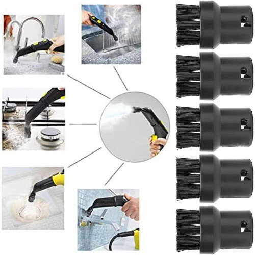 5PCS Black Steam Cleaner Brushes for SC1-SC5, Soft and Durable Replacement Cleaning Tools 2