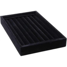 Bandeja organizadora de terciopelo con 7 ranuras para exhibir joyas, soporte para anillos y pendientes (negro) - Suzuka