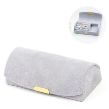 Joyero arqueado premium, bolsa portátil de viaje para guardar joyas, para pulseras y pendientes, gris claro