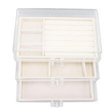 Joyero de 3 cajones con compartimentos, forro de franela, acrílico transparente y asa para el hogar y el dormitorio.
