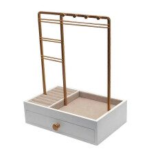 Estante para colgar collares, estante multifunción para joyas, tipo cajón, organizador de tocador, dorado, 28 x 20 x 12 cm, moderno St
