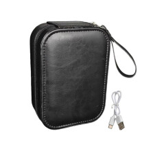 (Preto) Caixa de Maquiagem Pequena com Espelho LED, Organizador de Joias, Estojo de Maquiagem Ideal para Viagens e Uso Diário (Branco)