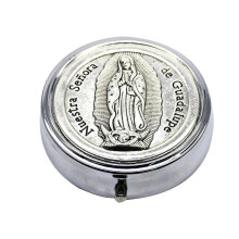 (Guadalupe) Joyero del Santo Grial, caja de metal vintage para rosarios, collares, organizadores, regalos religiosos, comuniones, iglesias, aretes.