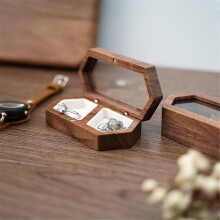 Caja de madera para anillos con 2 ranuras, organizador de viaje para anillos, pendientes y joyas, organizador diario.