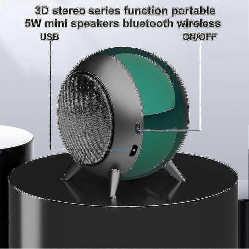 (Green) Bluetooth Speaker, Smart Speakers With 3d Stereo, Portable 5w Bluetooth Speakers 5.0 Wireless 2