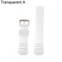 (A,Transparent)Watch Band Soft Waterproof Resin 16mm Sports Diving Replacement Strap Compatible Compatible Casio 9052 5600 6900 Series