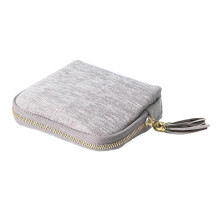 (Cinza) Estojo de Viagem para Joias, Organizador Pequeno de Joias, Bolsa de Veludo para Joias com Zíper, Ideal para Presente de Aniversário, Branco