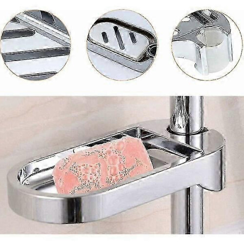 2pcs No Drilling Shower Shelf, ABS Plastic Shower Soap Dish, Display 1