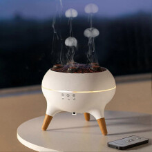(EU plug) Dancing Jellyfish Essential Oil Diffuser, Unique Jellyfish Aromatherapy Humidifier with 7 LED Colors, Remote Control for Bedroom Office