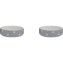 (13 cm (Pack of 2),13cm)Mason Cash Grey Polka Dot Pet Bowl, 13 cm