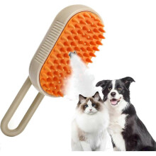 Cepillo de vapor para gatos (café), 3 en 1, autolimpiable, masajeador para pelo de gato y limpiador de pelo de mascotas.