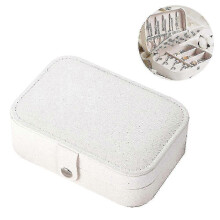 Joyero portátil de viaje, pequeño organizador de joyas de dos capas, estuche de cuero sintético para guardar anillos, collares y pendientes.