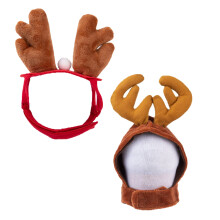 Huisdiermuts met cartoon dierendesign, kerstaccessoire voor huisdieren met realistisch effect, comfortabele stof, korte pluche, verstelbare maat voor