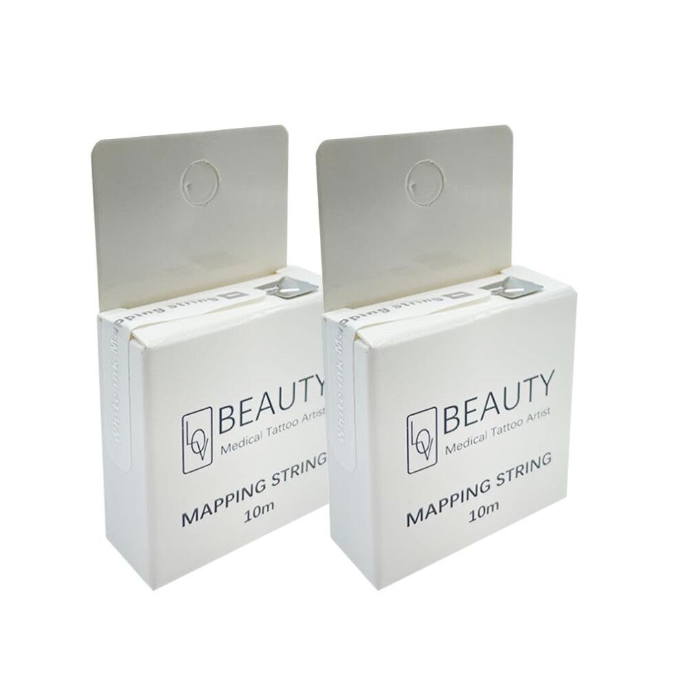 White Preinked Brow Mapping String For Microblading With Builtin Cutter, 2 Pack