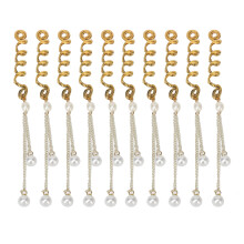 Clip On Earrings for Women, Long Dangle White Pearl Earrings No Piercing Hypoallergenic Gold Plated Tassel Chain Drop Earrings, Lightweight