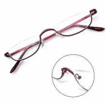 (4.00 strength, Red) Reading Glasses Metal Spring Hinges Half Moon Semi Rimless Readers  1.0~ 4.0 Tw