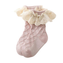 (S, Pink) 1 Pair Toddler Baby Girls Ruffle Lace Trim Socks Cotton Frilly Dress Sock Kid Princess Socks 5-colorf for 0-5 Years  White S