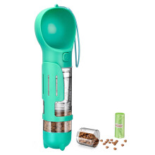 Tragbare Hunde-Trinkflasche, multifunktionales 3-in-1-Design, Futterbehälter und Kotbeutelhalter, auslaufsicher – ideal für Outdoor-Abenteuer