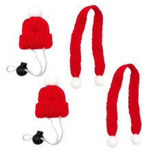 Chapéu de Natal para animais de estimação, elegante fantasia para pequenos animais com lã tricotada quentinha, chapéu de Papai Noel para