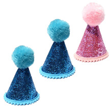 Chapéu de aniversário de couro para animais de estimação, com decoração brilhante, reutilizável, para festas com gatos, cachorros e outros
