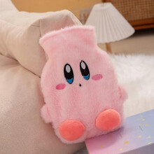 (28*18 cm, 1) Cartoon Kirby rubber water-filled hot water bottle autumn and winter plush hand warmer bag can be inserted