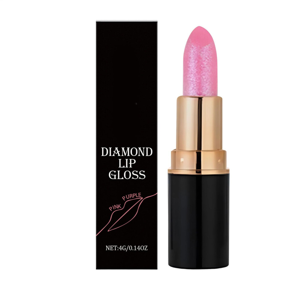 Pink Glitter Lip Gloss With Long Lasting Hydrating Lipstick, Shimmer Balm For Daily Wear