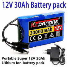 New Portable Super 12v 30000mah Rechargeable Lithium Ion Battery Pack Capacity Dc 12.6v 30ah Cctv Camera Monitor + Charger
