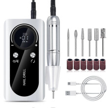 (White) 45000RPM Nail Drill Manicure Set Professional Manicure Pedicure for Hand for Shaping Buffing Removing Gel Nails