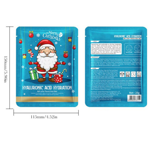 Christmas Face Mask Set with Deep Hydration, Festive Design, 25g Essence, 10 Pack 2